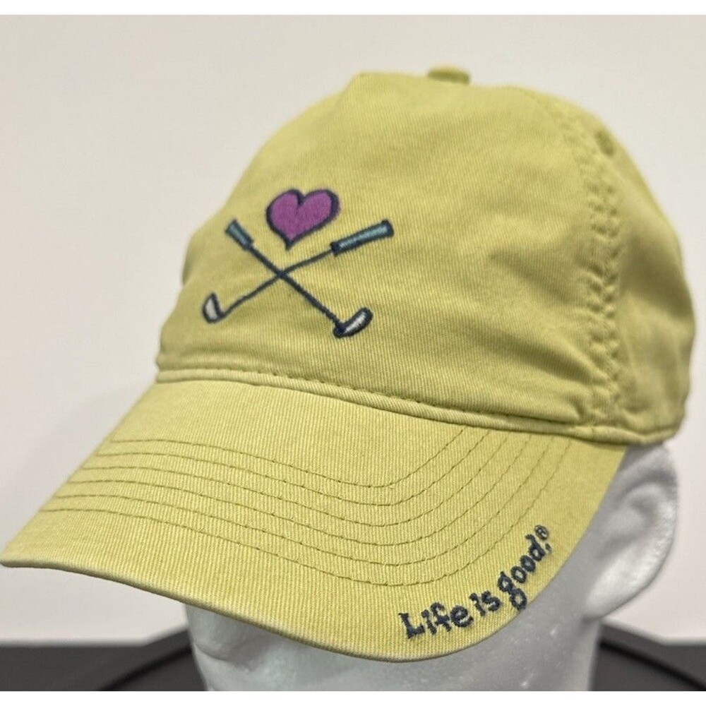 Life Is Good Hat Adult Adjustable Strapback Green Embroidered Golf Ball Cap